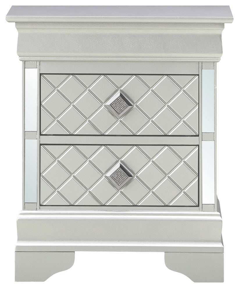 Verona 2-Drawer Nightstand, Silver Champagne