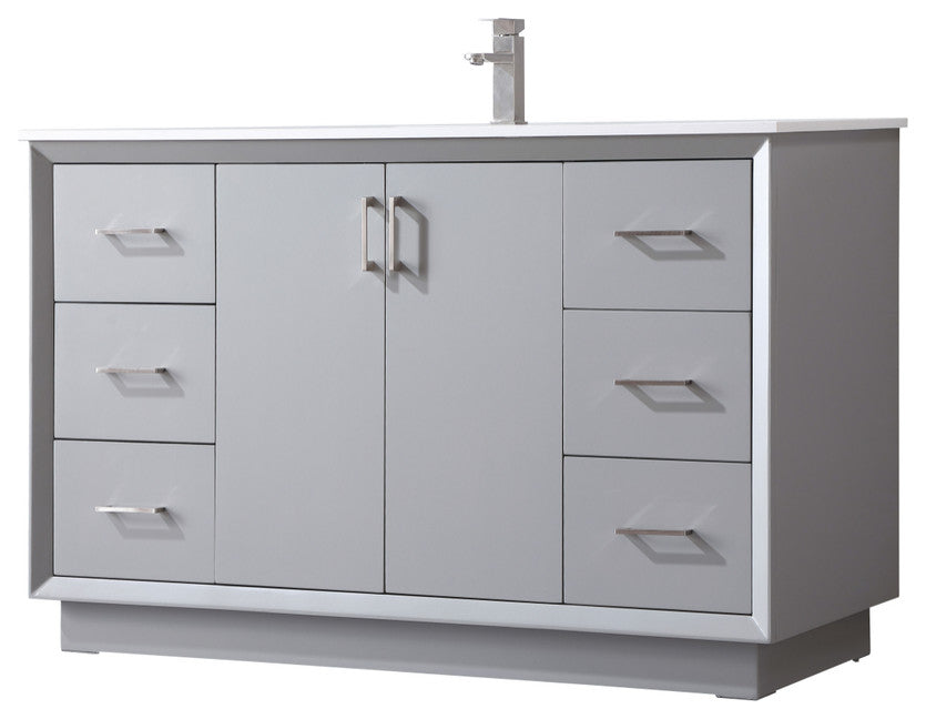 54" SIngle Bathroom Vanity, Grey