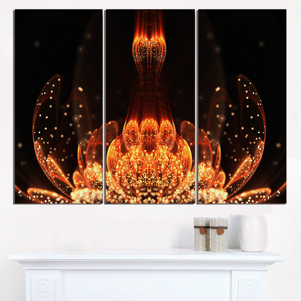 "Bright Orange Fractal Flower" Metal Wall Art, 3 Panels, 36"x28"