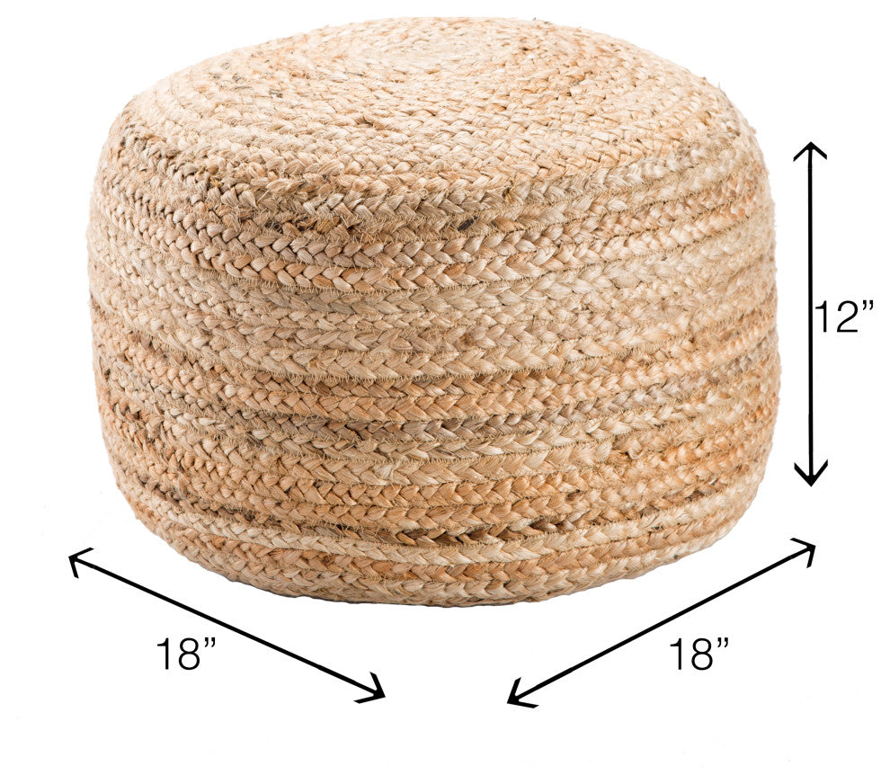 Jaipur Living Mesa Beige Solid Round Pouf