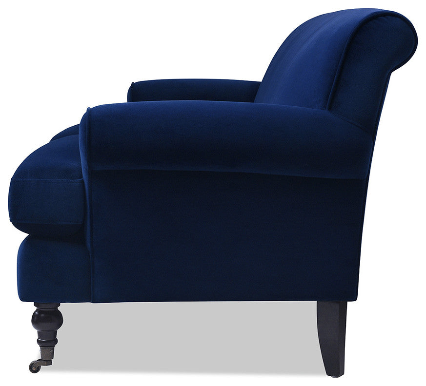 Alana Lawson 88" 3-Cushion Tight Back Sofa, Navy Blue Velvet