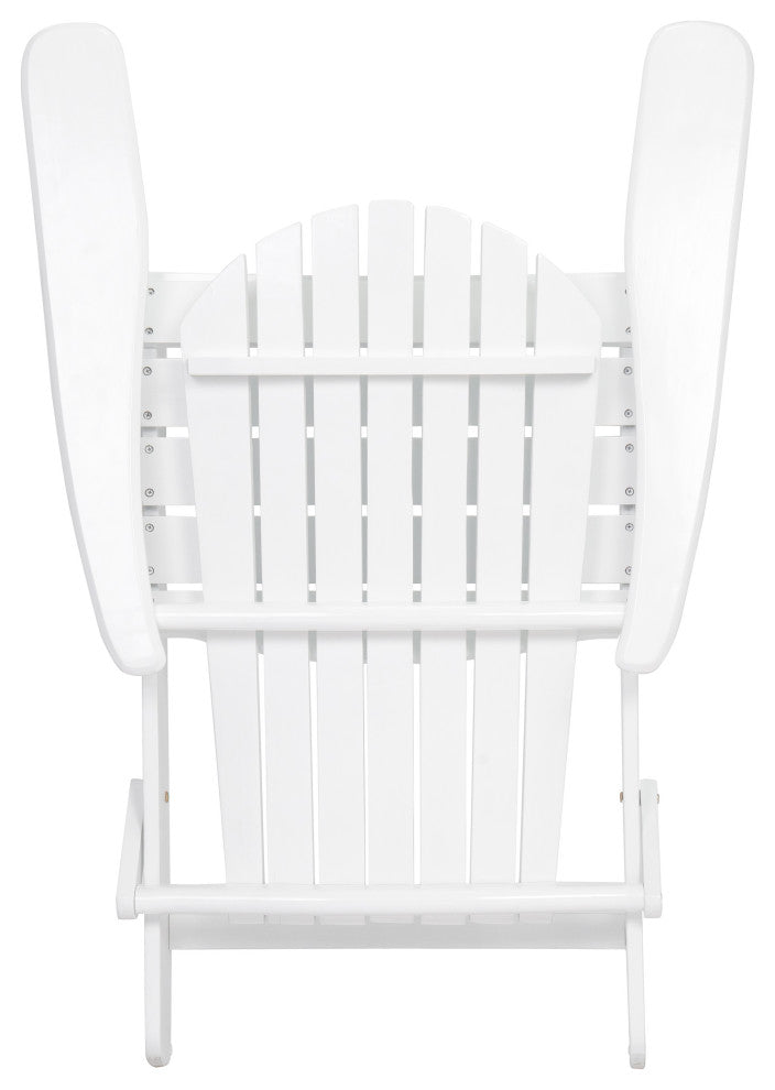 GDF Studio Milan Outdoor Rustic Acacia Wood Folding Adirondack Chair, Set of 2, White
