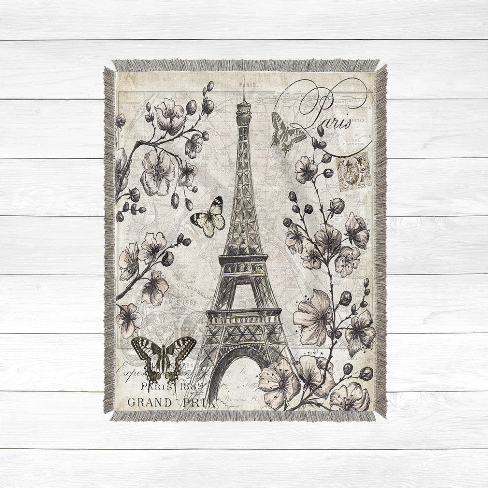 Laural Home Paris, Bloom 60" X 80" Woven Throw Blanket