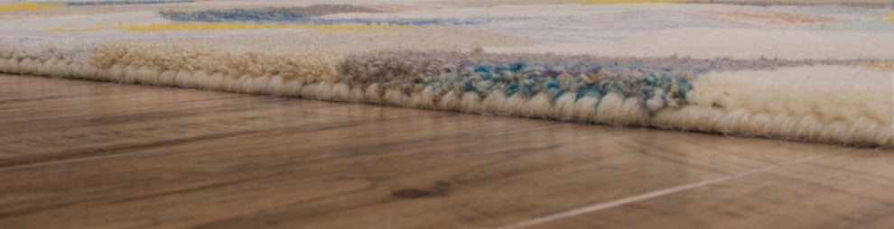 Weave & Wander Oria Tufted Blue/Ivory Rug, Gray/Gold, 5' X 8'