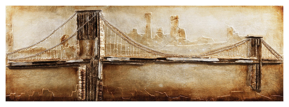 "Golden Gate Bridge" Handed Painted Iron Wall sculpture on Wooden Wall Art