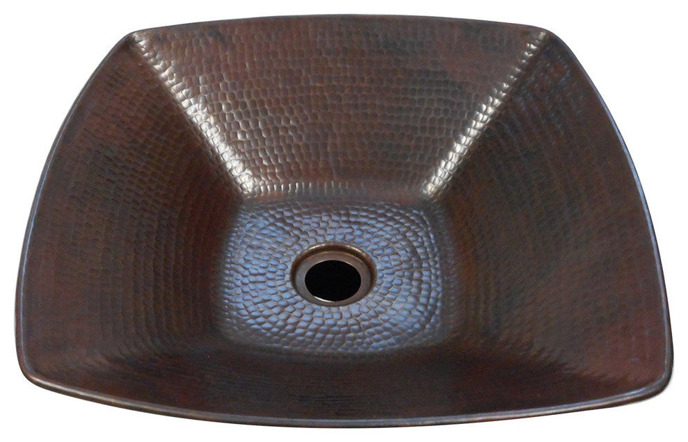15" Square Copper Vessel Vanity Bathroom Sink