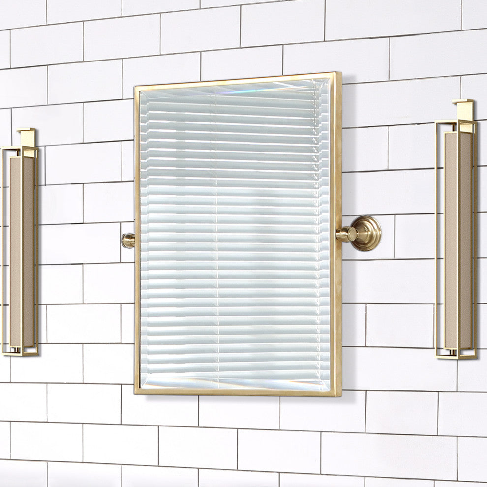 Water-Creation Empire 18"x24" In. Metal Rectangular Mirror in Satin Gold PVD