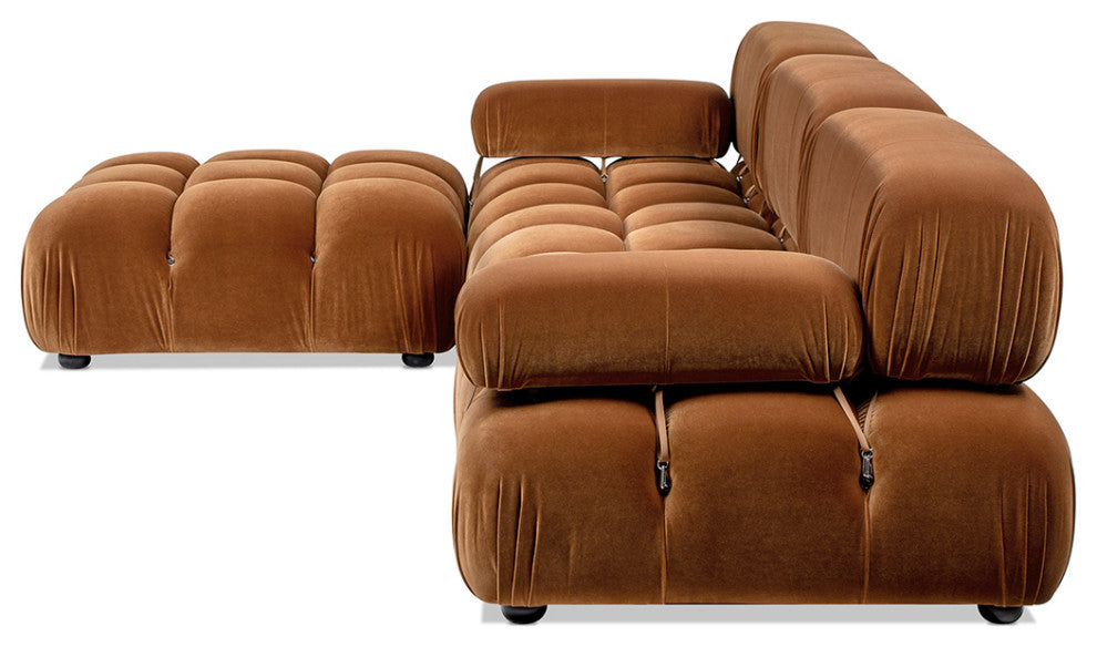 Marcel 109.5" Modular Sectional, Burnt Orange Performance Velvet