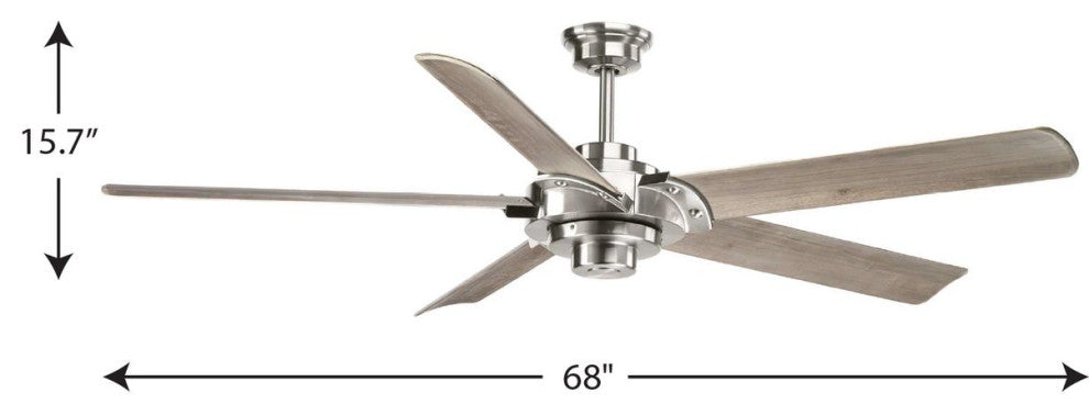 Ellwood Collection 68" Carved Wood Blade, Brushed Nickel