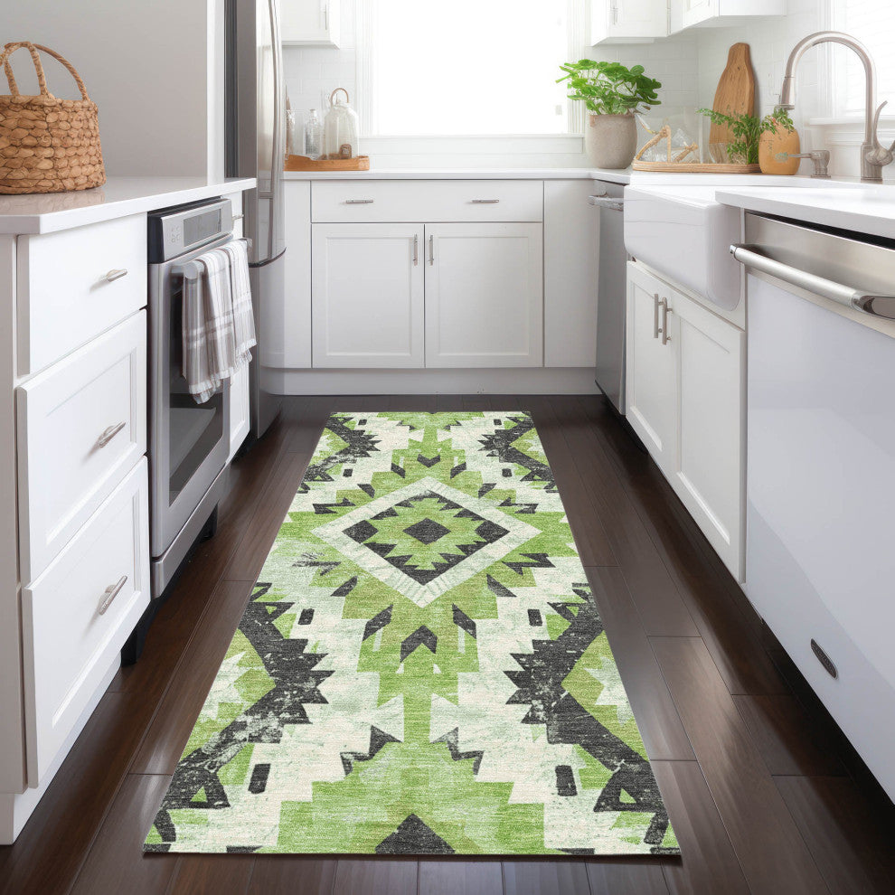 Machine Washable Indoor/Outdoor Chantille ACN1878 Aloe 2'3" x 7'6" Runner Rug