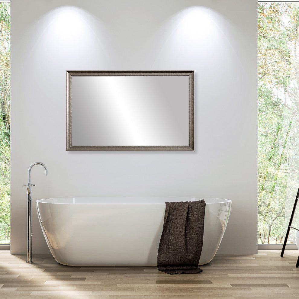 Crenshaw Framed Wall Mirror, Pewter, 28" X 48"