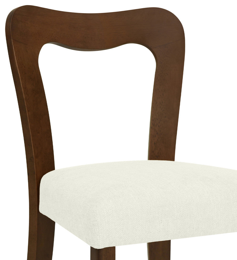 GDF Studio Modern Open Back Dining Chair, Set of 2, Walnut/Beige