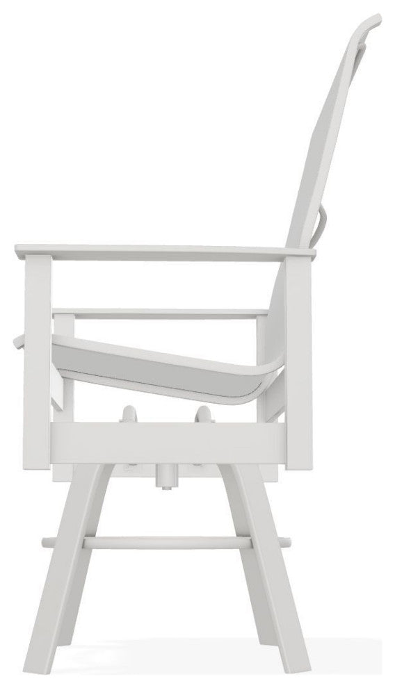 Leeward Sling Balcony Height Outdoor Swivel Armchair, White/Snow