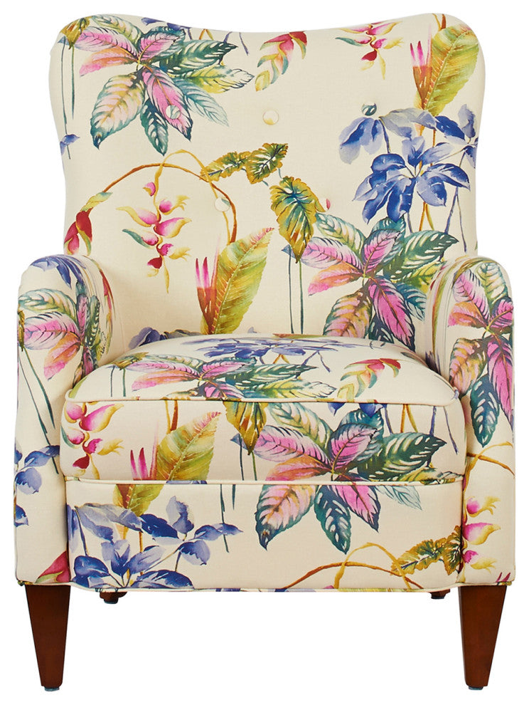 Paradise Upholstered Armchair, Tropical Floral Beige Polyester