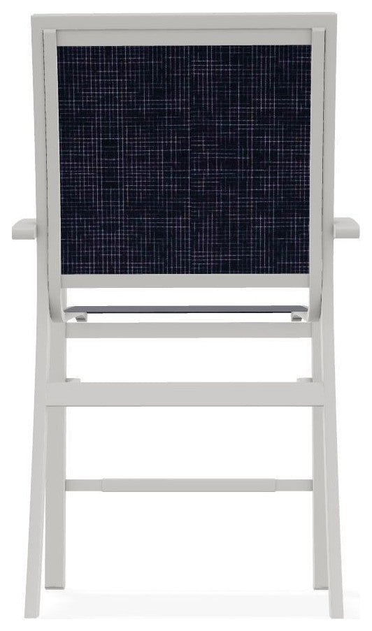 Kendall Sling Balcony Height Stackable Outdoor Stool, Moments Navy/Snow