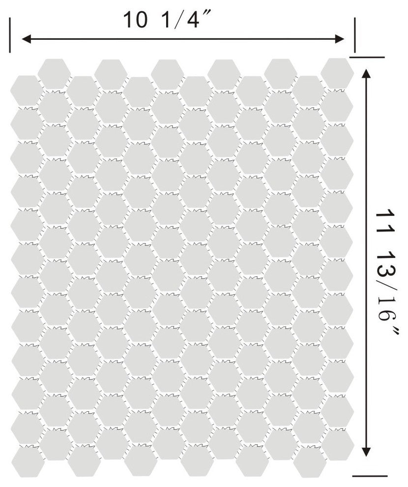 Mosaic Hexagon Matte White and Black Tile 23 Sheets 10.25" x 11.8" 19.3 SQFT