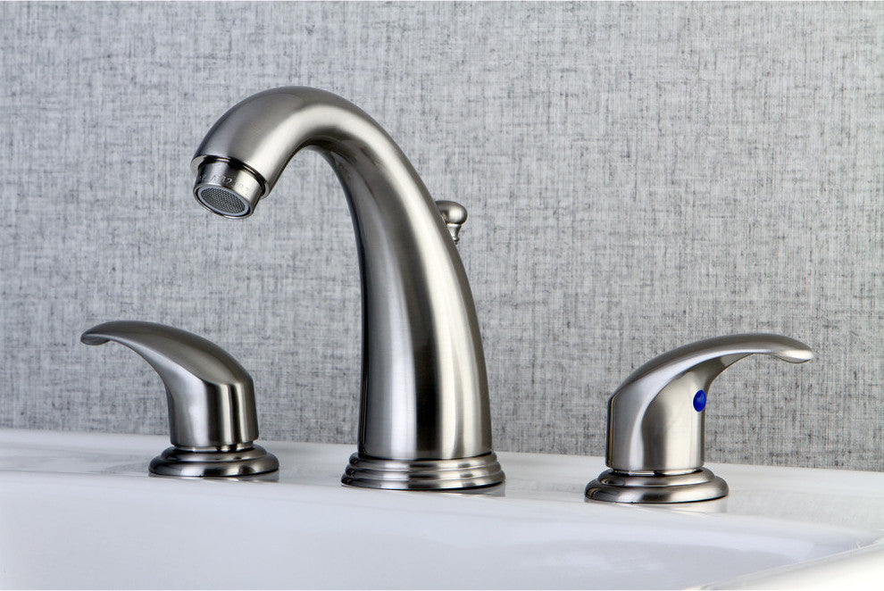 Kingston Brass Widespread Bathroom Faucet With Retail Pop-Up, Brushed Nickel