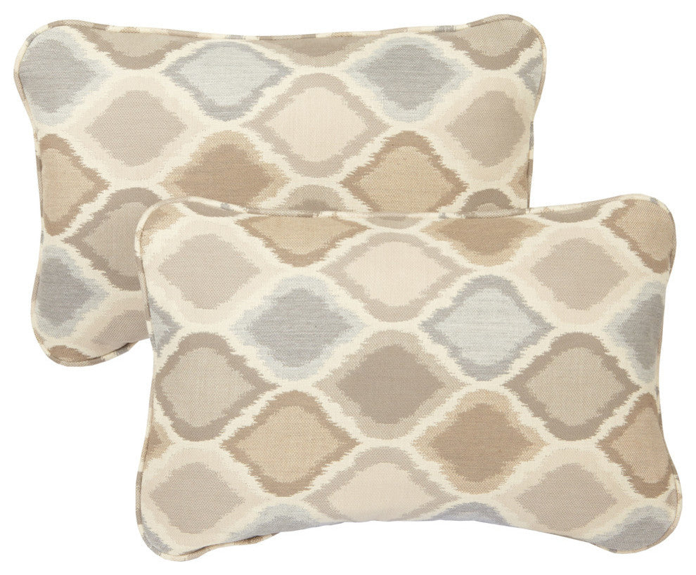 Carrington Sunbrella Outdoor Lumbar Pillows, Set of 2, Beige Gray, 20x13