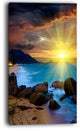 "Bright Yellow Sun Over Blue Waters" Modern Beach Canvas Art Print, 20"x40"