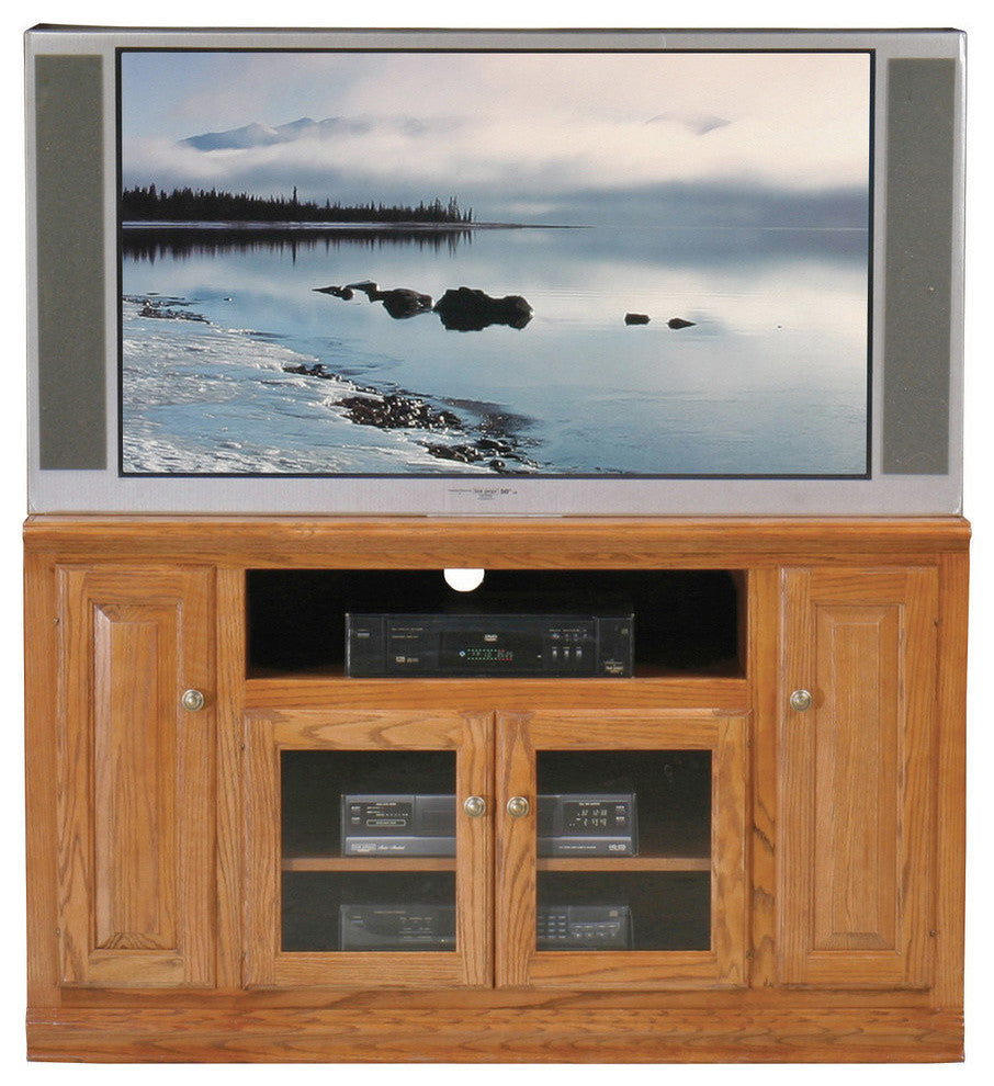 Eagle Furniture Classic Oak Thin 55" Tall Entertainment Console, Medium Oak