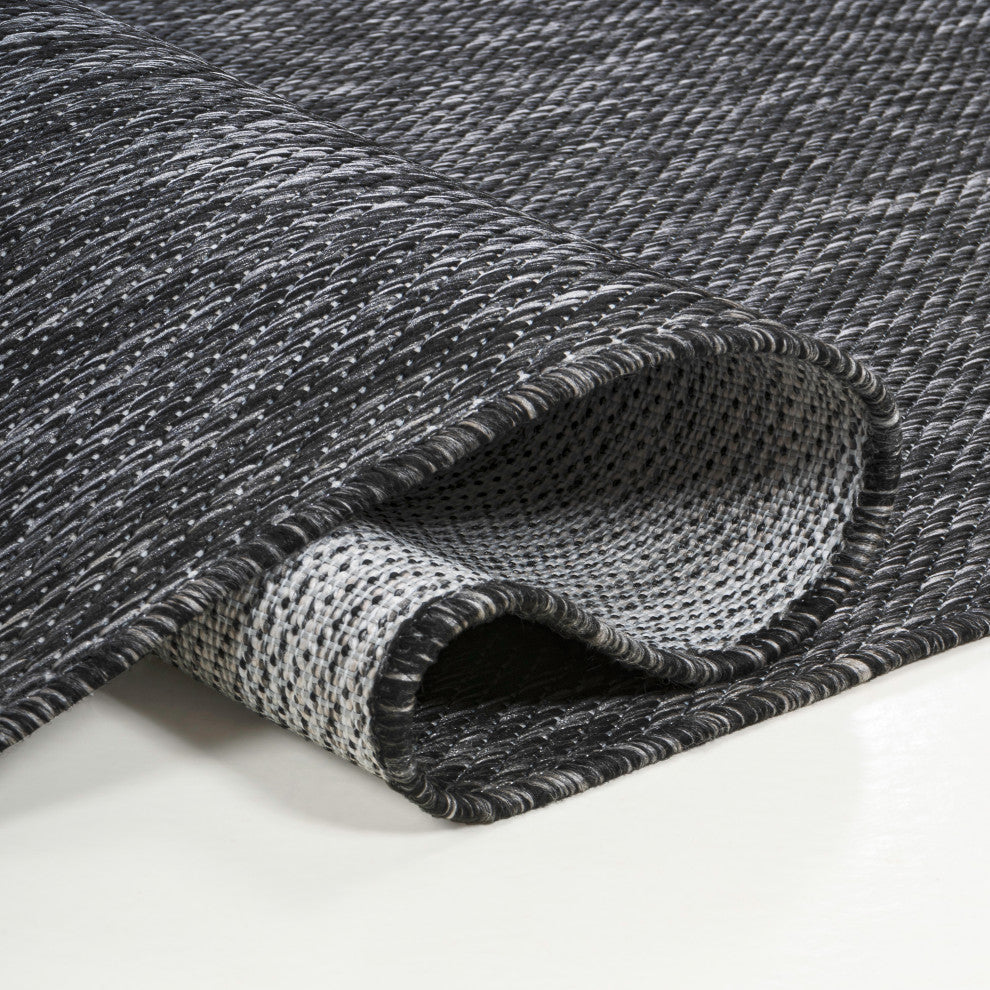 Miles Modern Minimalist Radius Corner Solid Indoor/Outdoor Shaped Area Rug
