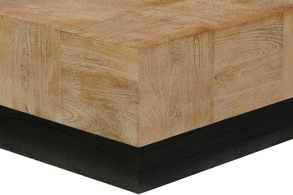 Camilla 2-piece Solid Wood Living Room Table Set, Brown, Square