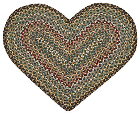 Earth Rugs C-51 Fir / Ivory Heart Braided Rug 20" x 30"