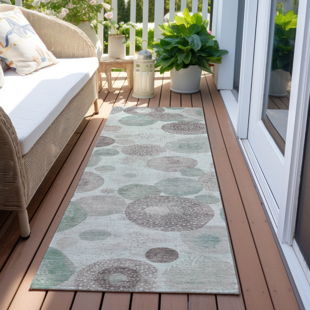 Machine Washable Indoor/Outdoor Chantille ACN1896 Mint 2'3" x 7'6" Runner Rug