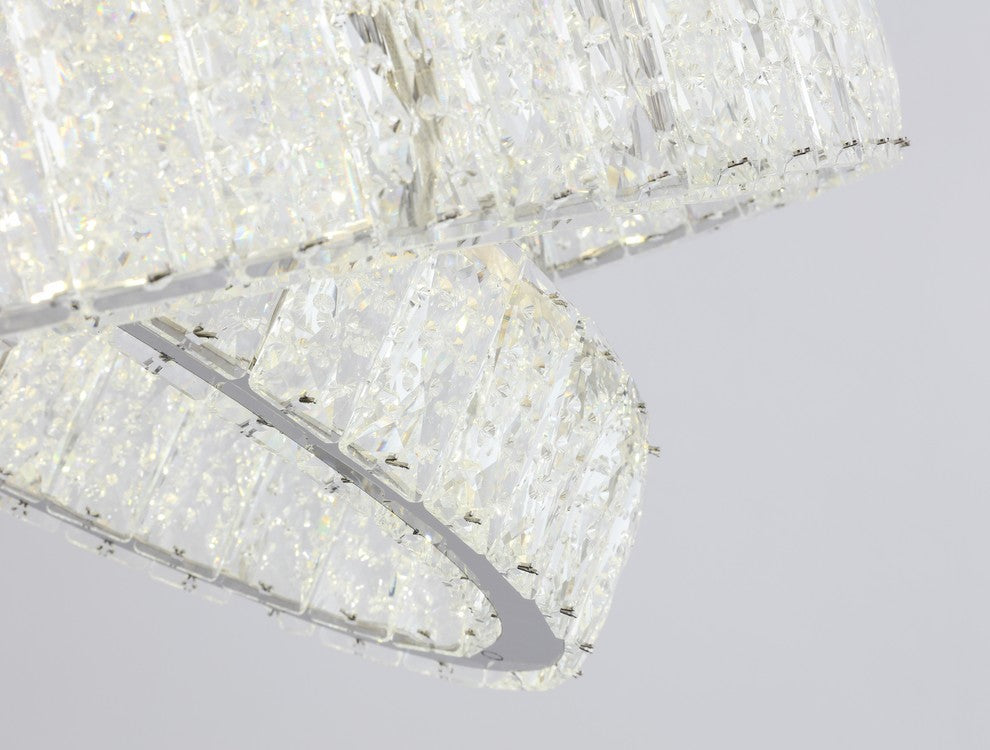 Chrome Dimmable LED Chandelier With Clear Crystal Accents