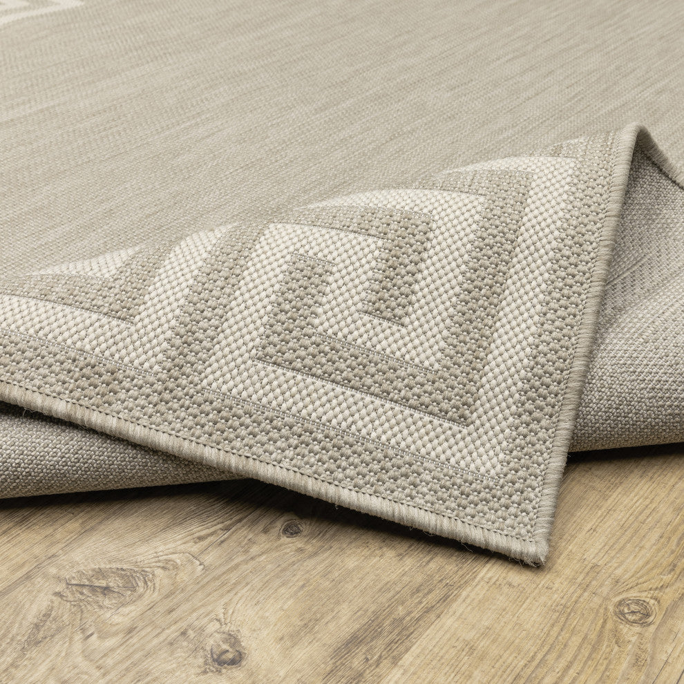 Parlan Aztec Border Indoor-Outdoor Area Rug, Gray, 1'10"x7'3"