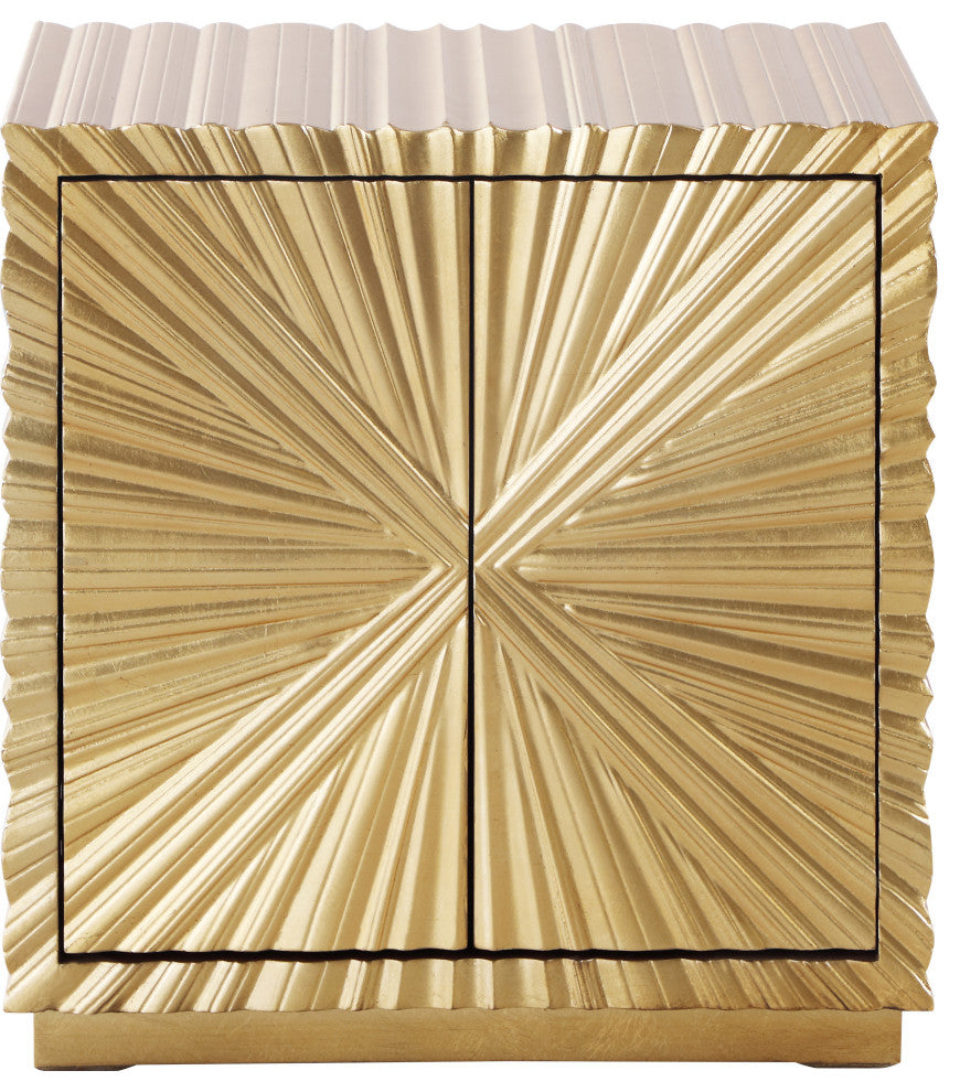 Golda Starburst Design Side Table in Gold Leaf Finish