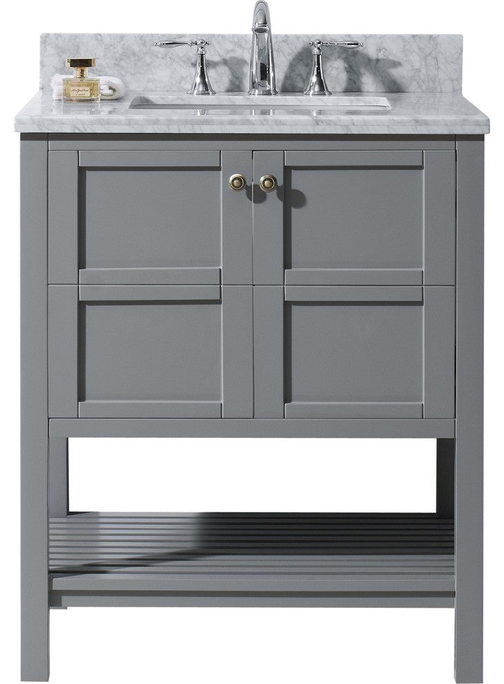 Winterfell 30" Single Bathroom Vanity Set, Gray With Mirror