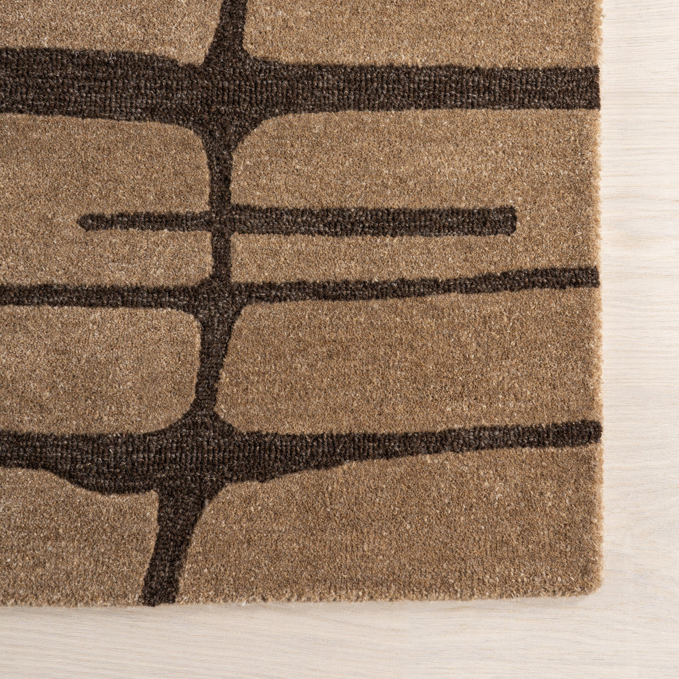 Parsa Striped Wool Area Rug, Brown 10'x14'