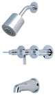 Kingston Brass Three-Handle Tub and Shower Faucet, Polished Chrome