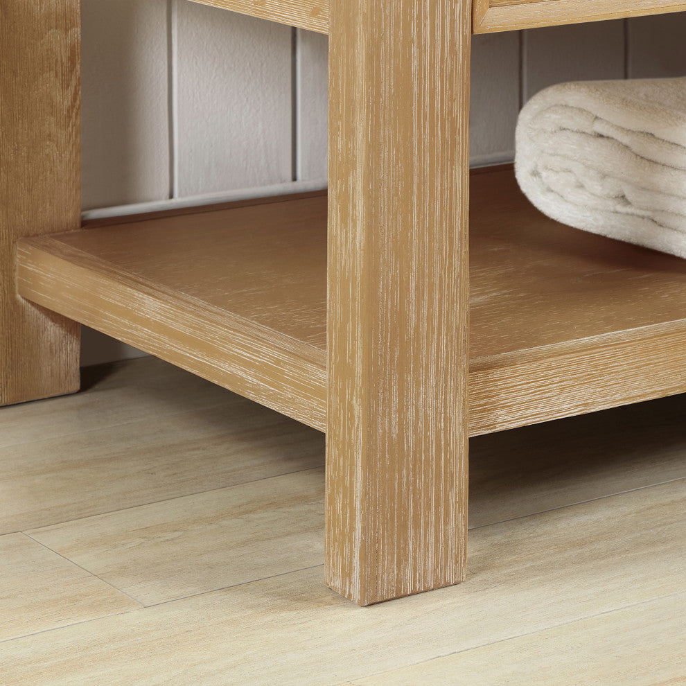 Vera Bath Vanity with Stone Top, Washed Ash Grey, 48", Single Vanity, No Mirror