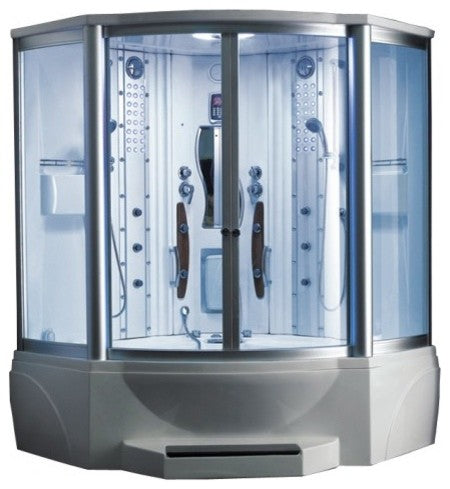 Steam Shower With Jetted Tub, Clear Glass, 63"x63"x85"