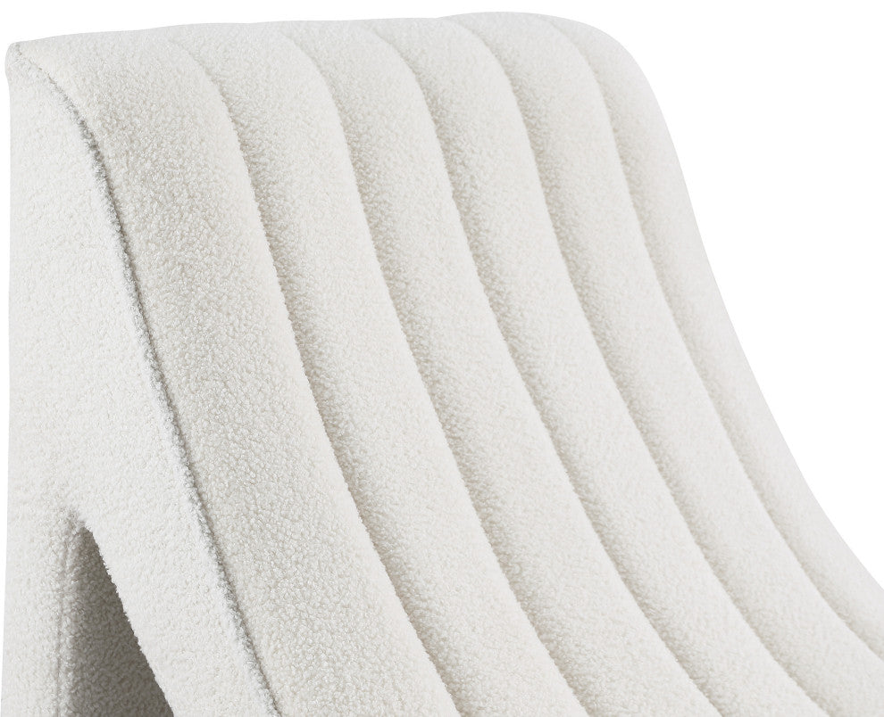 Orian Teddy Fabric Upholstered Chaise, Cream