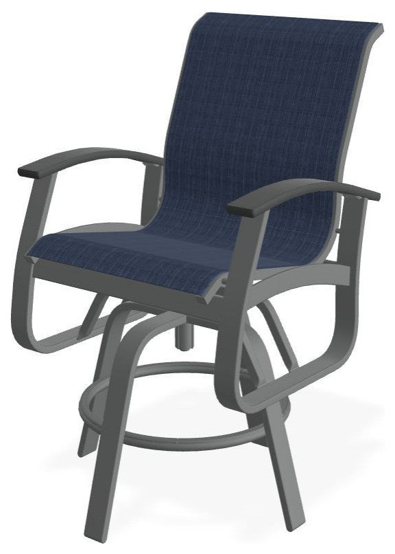 Belle Isle Sling Balcony Height Outdoor Swivel Chair, Mavi/Graphite