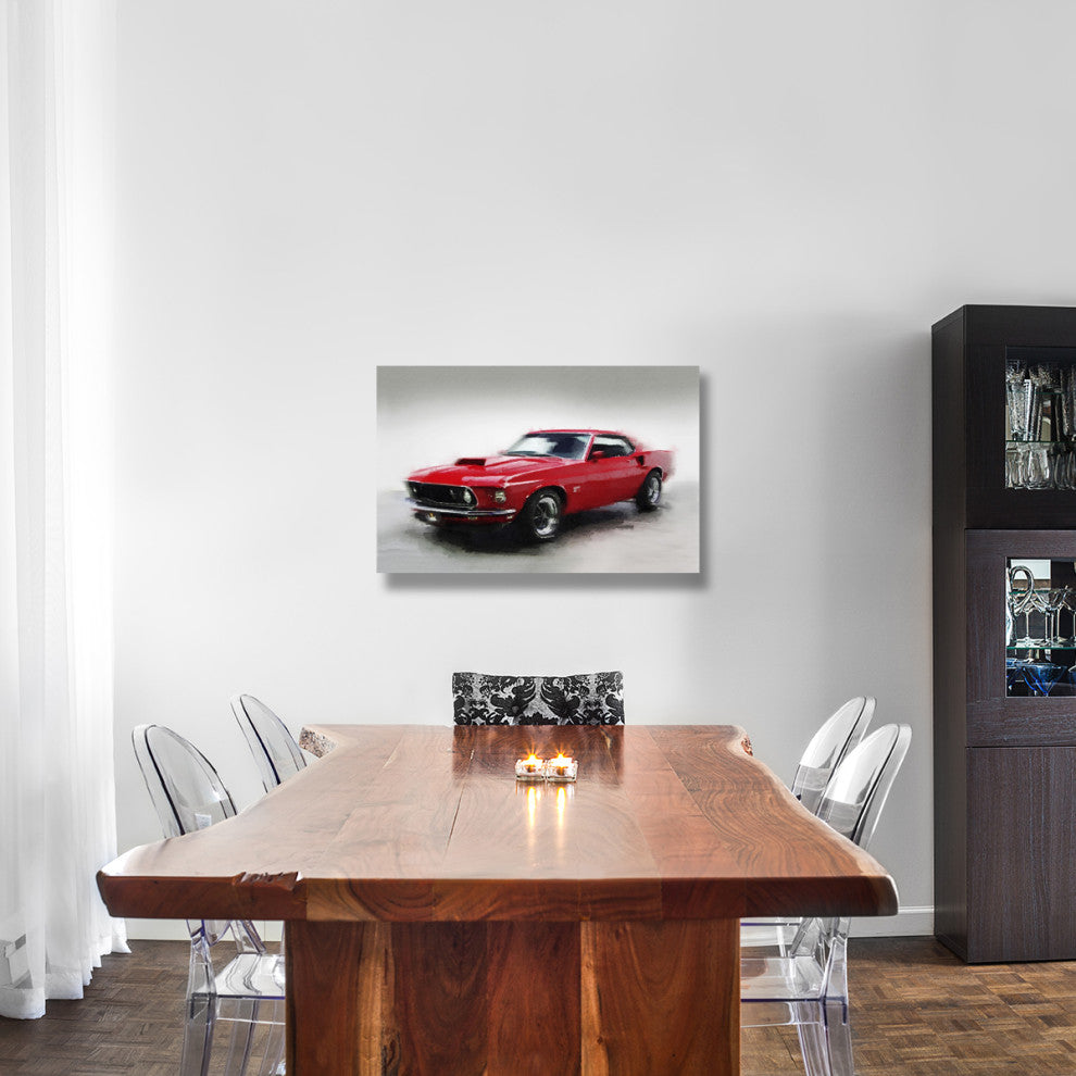 "1969 Ford Mustang Watercolor" Fine Art Print