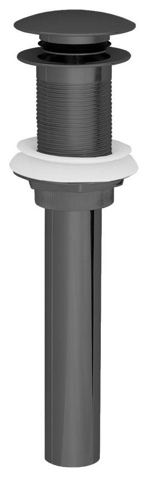 Euro Mushroom Lavatory Drain No Overflow Holes, Exposed In Powder Coated Black