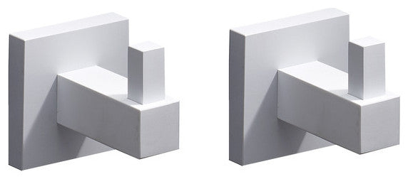 Italia Bianca Series Set of 2 Robe Hooks, Matte White