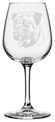 Bullmastiff Dog Themed Etched All Purpose 12.75oz. Libbey Wine Glass