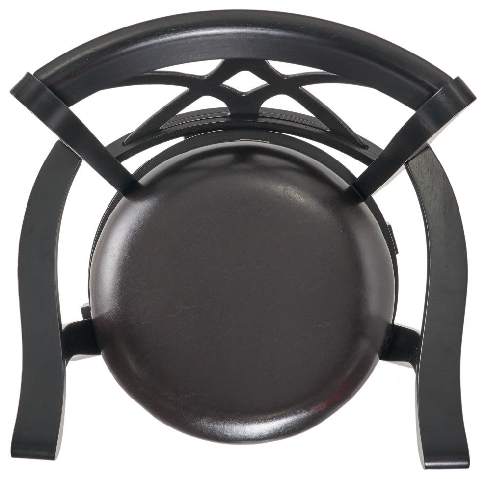 Similan Contemporary Bonded Leather Swivel Barstool, Black