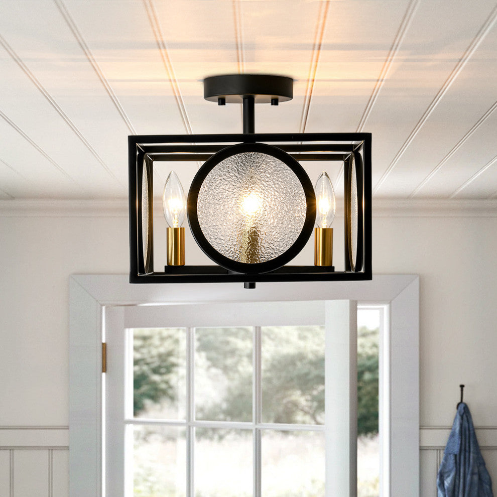 Modern Farmhouse 4- Light Square Water Glass Semi Flush Mount