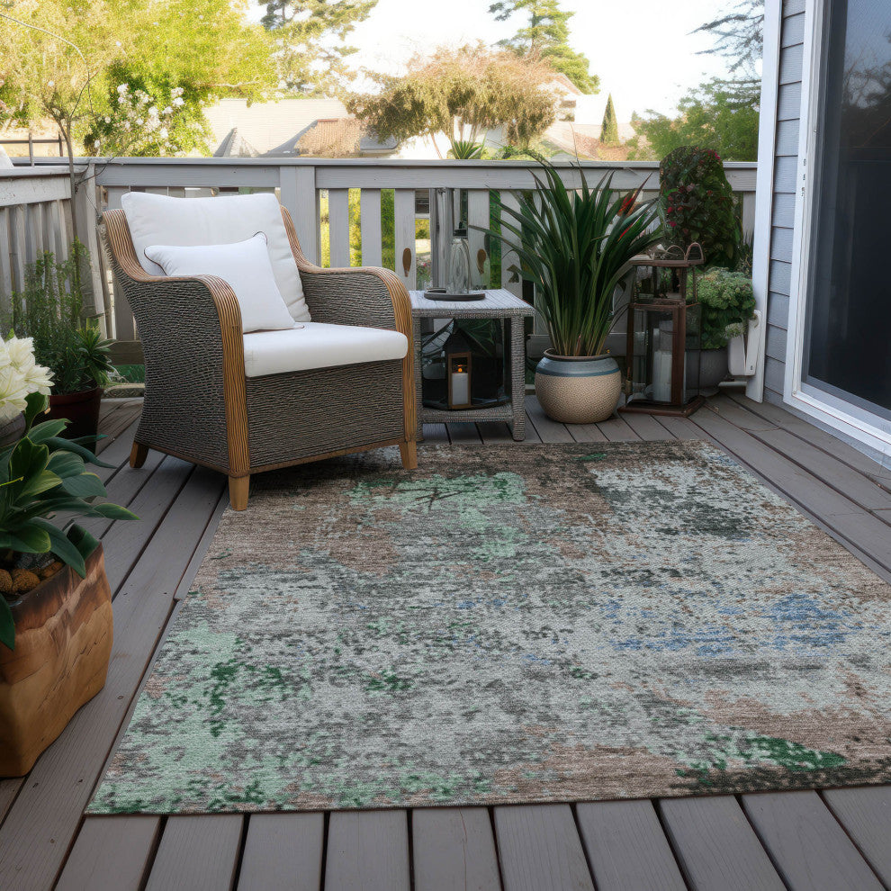 Machine Washable Indoor/Outdoor Chantille ACN1911 Taupe 10' x 14' Rug