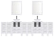 Modern Vanity Set With Two Sink Bases With Mirrors and Six Drawer Bases, White,