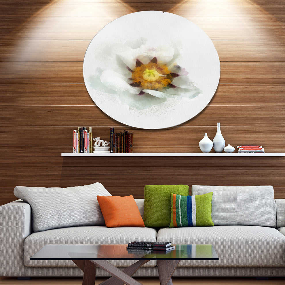 Bloomy Poppy Flower Watercolor, Floral Disc Metal Wall Art, 23"