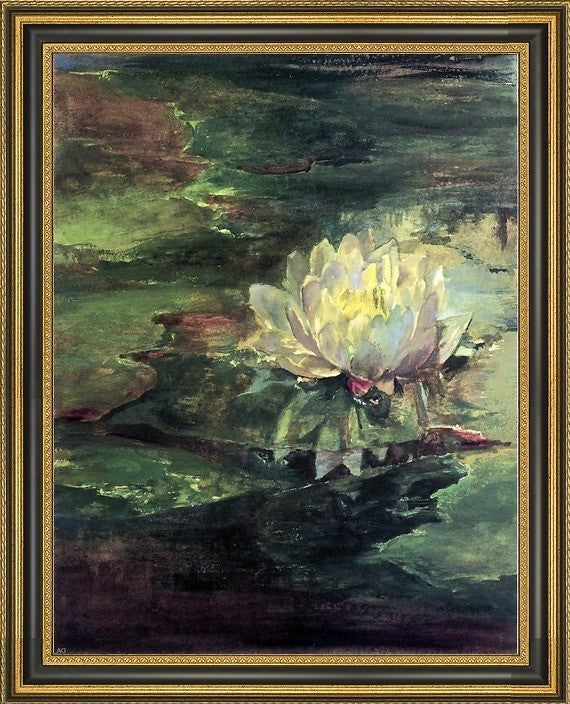 John La Farge Water Lily Among Pads Framed Premium Canvas Print, 18"x24"