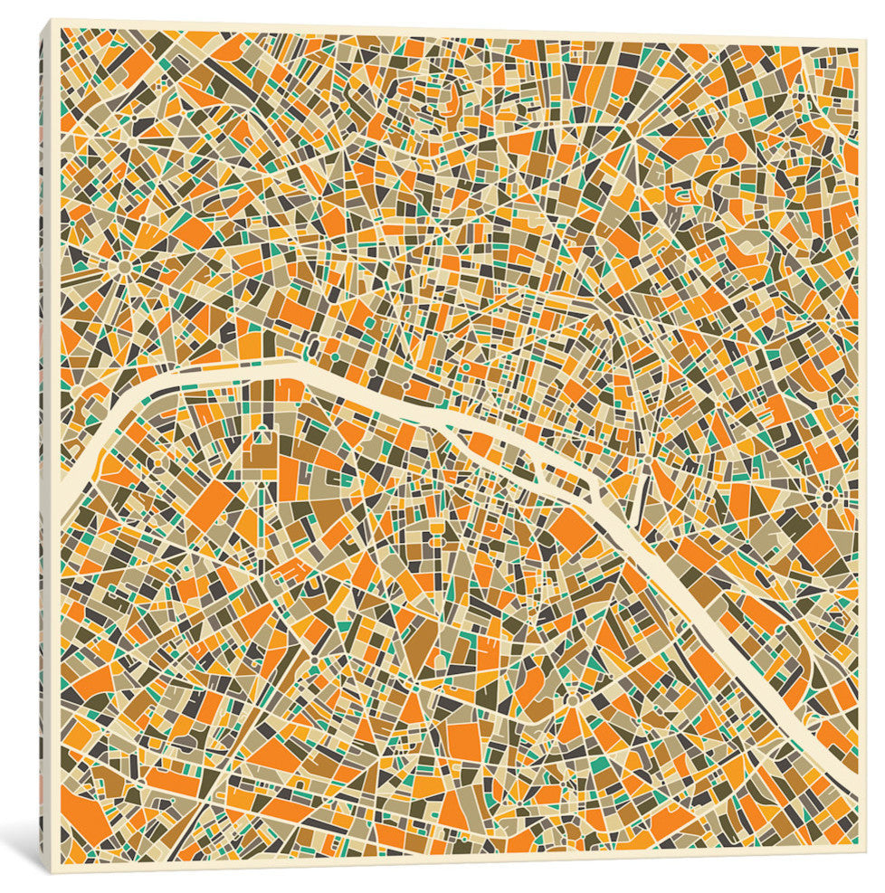"Abstract City Map of Paris" by Jazzberry Blue, 12x12x1.5