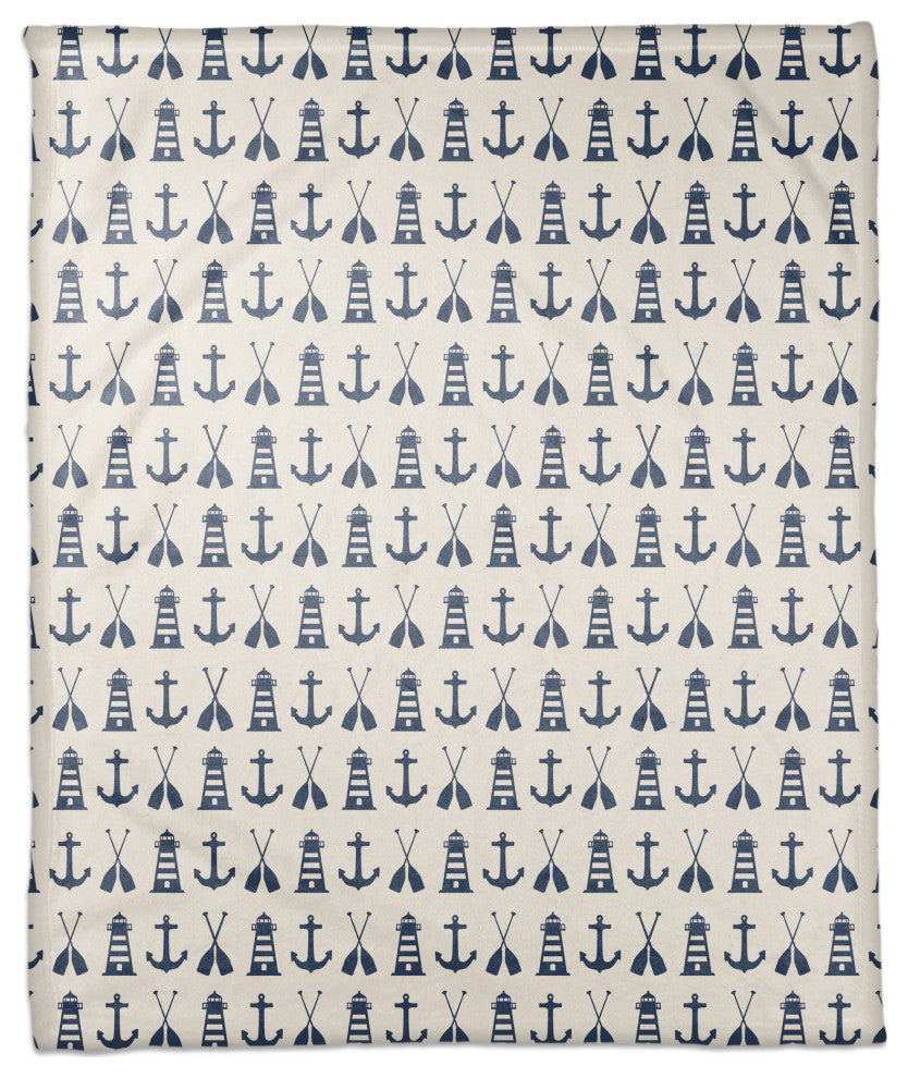Nautical Icons Navy 50x60 Throw Blanket